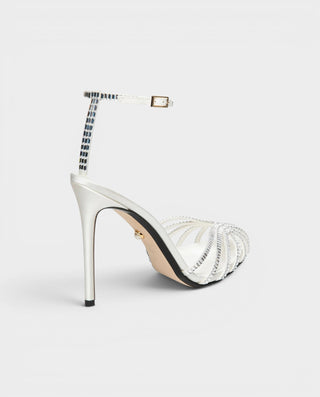 VESARA Rhinestone Cage Ankle Strap Stiletto Heels