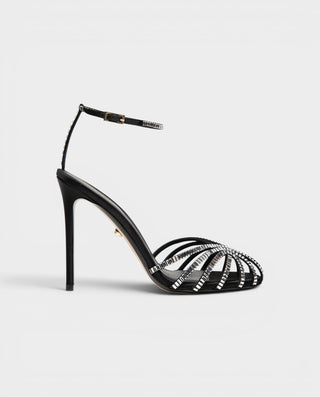 VESARA Rhinestone Cage Ankle Strap Stiletto Heels