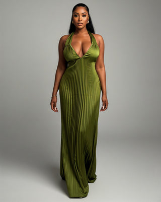 ADRIANA V-Neck Backless Pleated Maxi Dress - 2XL - Women's Fashion - Celestia ADRIANA V-Neck Backless Pleated Maxi Dress - 2XL - Women's Fashion - Celestia