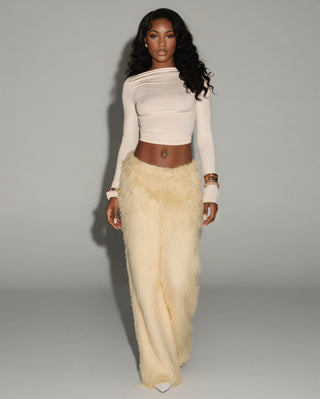 LYNIX Faux Fur Straight-Leg Trousers