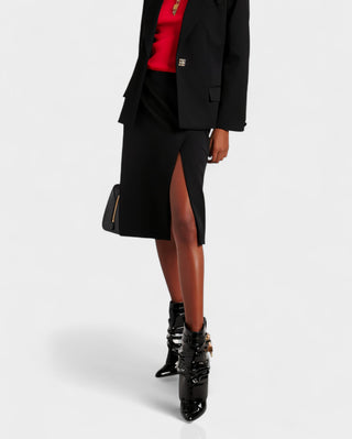 HALINA Padlock Slouch Stiletto Ankle Boots