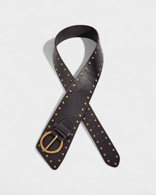 AYYZEL Faux Leather Wide Studded Belt