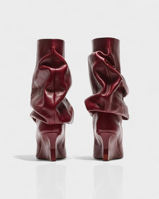 IRELLE Slouchy Faux Leather Pointed Wedge Heel Boots