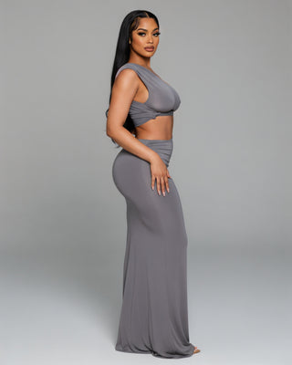 FRANCESCA Oblique Tube Top & Maxi Skirt Set