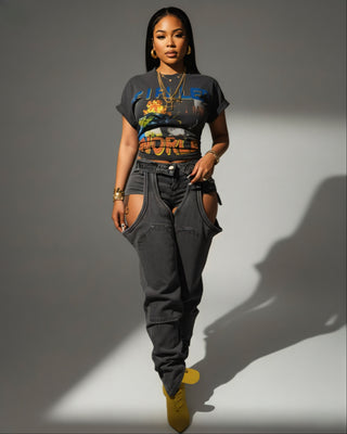 NAMI Distressed Denim Chaps Pants