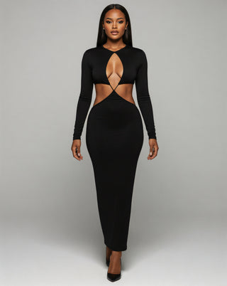 PARKER Long Sleeve Cut-out Maxi Dress