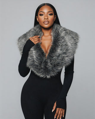 Mono acanalado con cuello de piel sintética VARINA