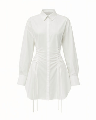 ALEXANDRA Corset Waist Button-Up Shirt Dress - S - Women's Fashion ALEXANDRA Corset Waist Button-Up Shirt Dress - S - Women's Fashion
