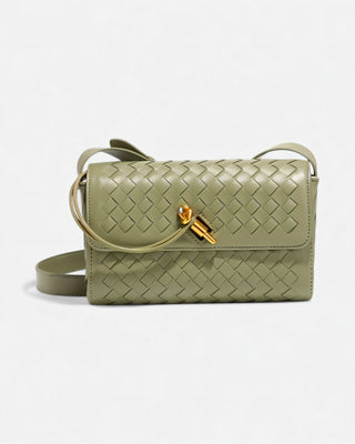 CLEO Mini Woven Gold Lock Accent Shoulder Bag