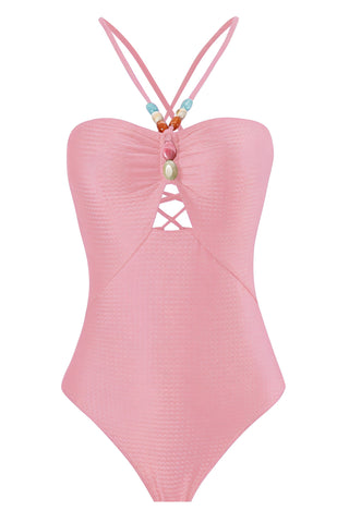 LOTTIE Beaded One-Piece Swimsuit & Tie Maxi Skirt Set