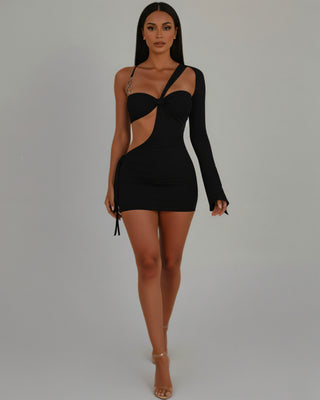 CAPRI One-Shoulder Cut-Out Bodycon Mini Dress
