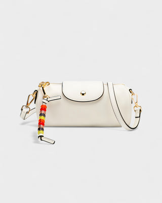 MIRNA Cylinder Bag with Beaded Charm Strap