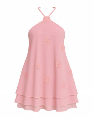 EMELIYA 3D Flower Halter Mini dress
