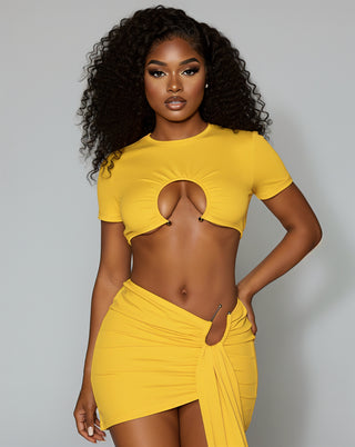 AUREN Ring Detail Crop Top & Skirt Set