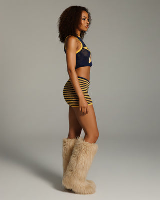 QUINLEY Knitted Star Cropped Top & Mini Skirt Set