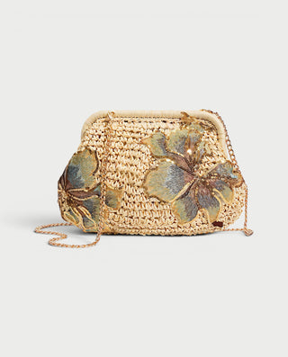LORAVIE Floral Woven Chain Crossbody Bag