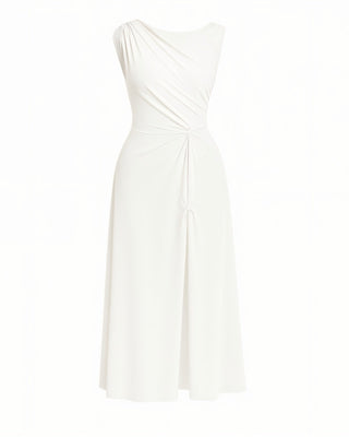 MIREN One-Shoulder Draped High Slit Maxi Dress