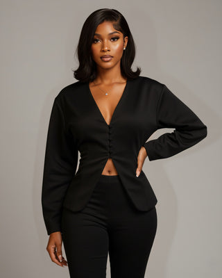 ZORA Button-Front Top & Capri Pants Set