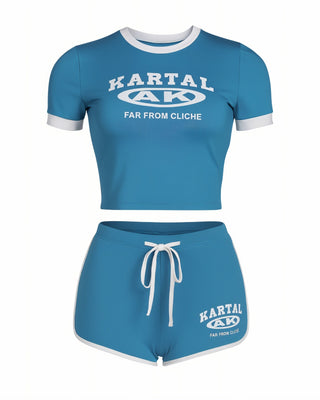 MERRYN Graphic Print Crop Top & Shorts Set