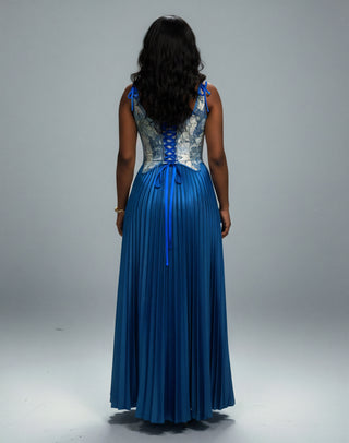 MASINA Floral Print Corset & Pleated Maxi Skirt Set