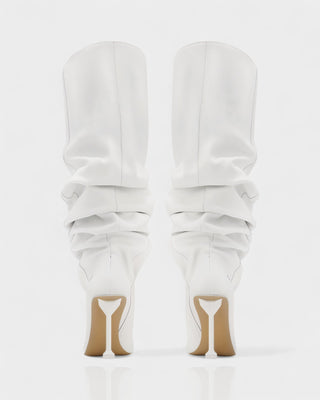 BELLARA Faux Leather Slouchy Pointed Toe Stiletto Boots