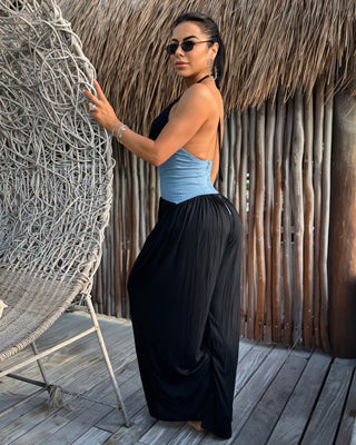 AMARIS Halter Neck Backless Wide Leg Jumpsuit