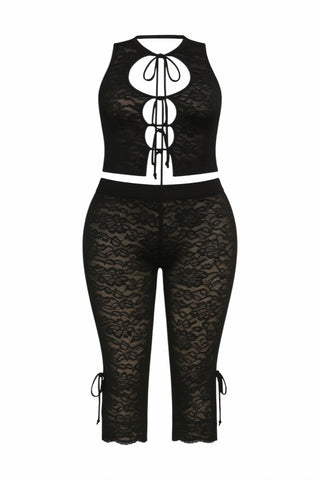 CLARA Cutout Lace-Up Top & Capri Pants Set
