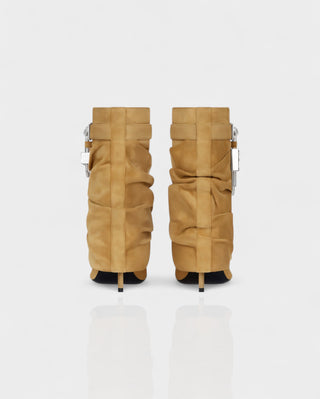 HALINA Padlock Slouch Stiletto Ankle Boots