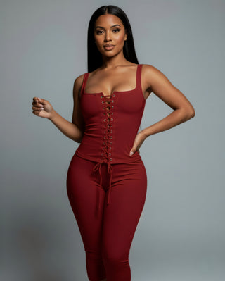 MATILDA Lace Up Top & Capri Pants Set