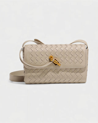 CLEO Mini Woven Gold Lock Accent Shoulder Bag