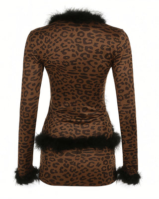 JADE Trimmed Faux Fur Leopard Set