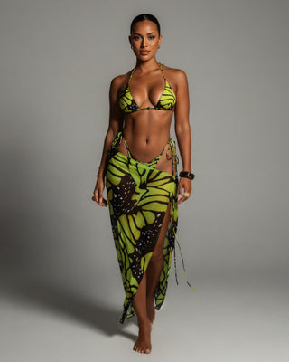 MARIAN 3-Piece Butterfly Print Bikini Set