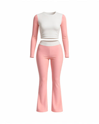EMELIA Contrast Long Sleeve Top & Flare Pants Set