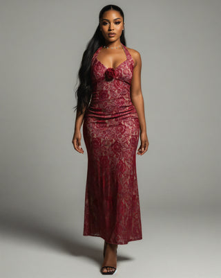 TYRAE Floral Lace Halter Maxi Dress Celestia TYRAE Floral Lace Halter Maxi Dress Celestia