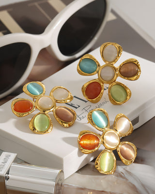 ROSELLE Multicolor Gemstone Floral Ring