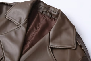 PAMOLA Faux Leather Trench Coat