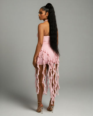 SANAI Ruffle Trim Mini Dress