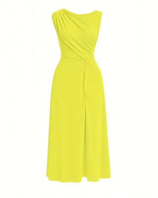 MIREN One-Shoulder Draped High Slit Maxi Dress