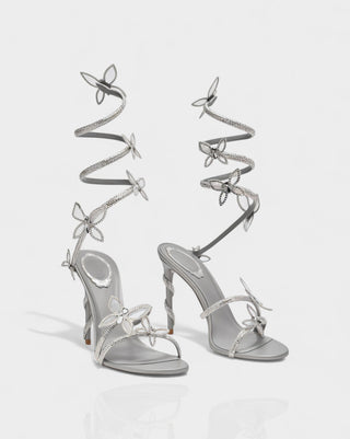 LYNA Crystal Butterfly Spiral High Heels