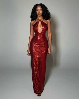 DELYA Sequin Backless Maxi Dress