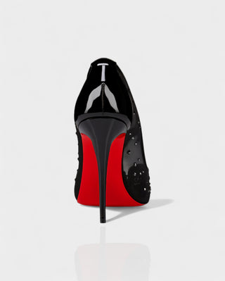 AURIEL Embellished Red Sole Mesh Stiletto Heels
