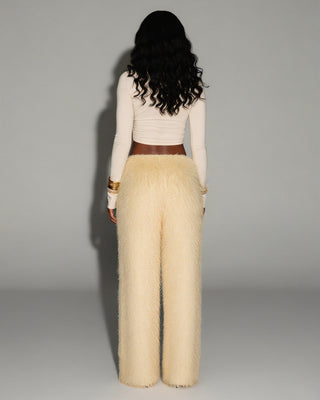 LYNIX Faux Fur Straight-Leg Trousers