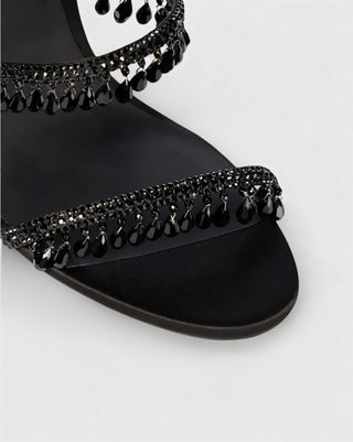 ALYRA Rhinestone Tassel Ankle-Wrap High Heels