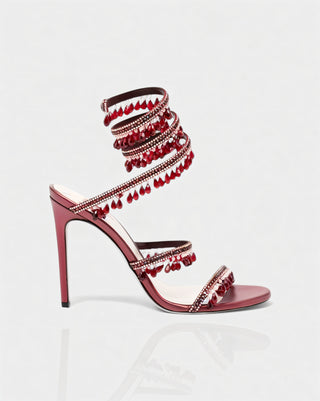 ALYRA Rhinestone Tassel Ankle-Wrap High Heels