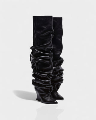 ELOURA Slouch Knee-High Wedge Heel Boots
