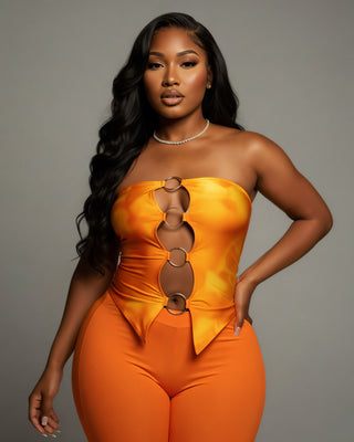 ELLIE Strapless Ring Detail Top & Capri Pants