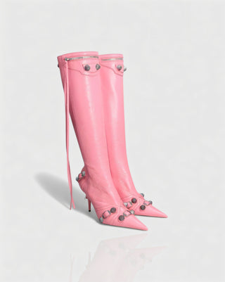 WENA Studded Pointed Toe Knee-High Boots