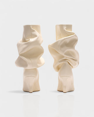 IRELLE Slouchy Faux Leather Pointed Wedge Heel Boots