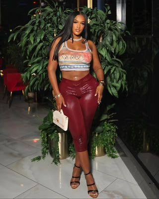 SENAYA Croc-Embossed Capri Pants