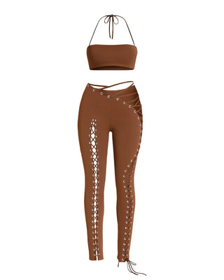 SORELA Crop Top & Lace-up Pants Set